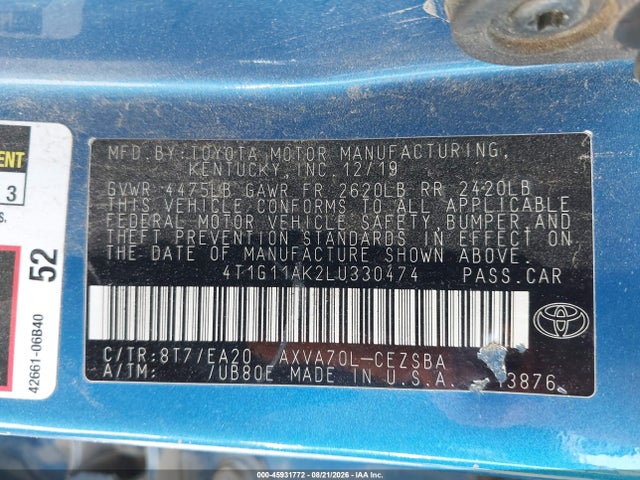 Toyota CAMRY SE 2020 4T1G11AK2LU330474 Image 9