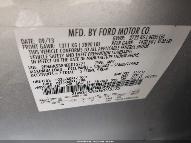 Ford FLEX SE 2014 2FMGK5B84EBD13773 Image 9
