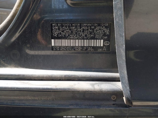 Aukcja sprzedaży 2004 Lexus Ls 430, vin: JTHBN36F040146121, numer aukcji: 45931868