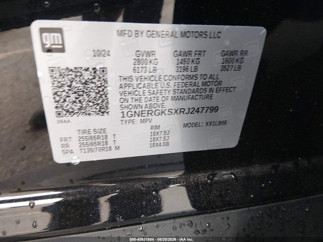 45931884 :رقم المزاد ، 1GNERGKSXRJ247799 vin ، 2024 Chevrolet Traverse Fwd Lt مزاد بيع