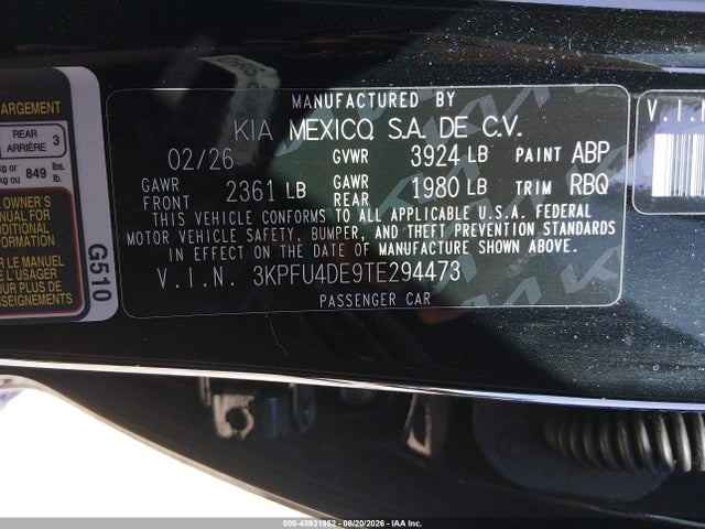 2026 Kia K4 Ex მანქანა იყიდება აუქციონზე, vin: 3KPFU4DE9TE294473, აუქციონის ნომერი: 45931952