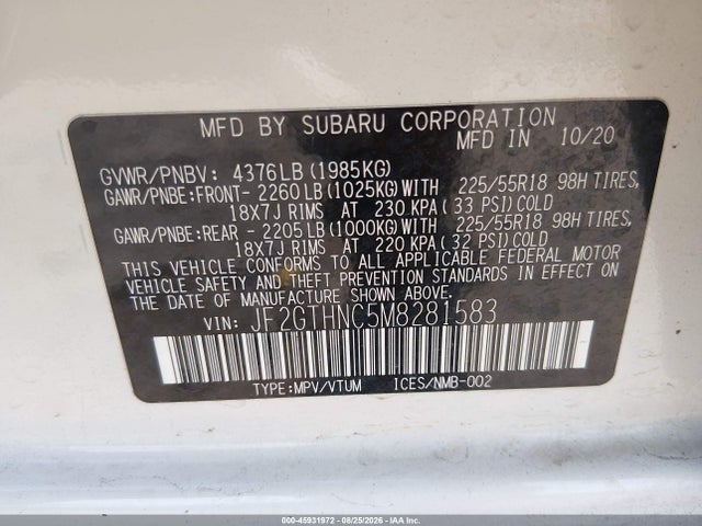 Subaru Crosstrek Limited 2021 JF2GTHNC5M8281583 Image 9
