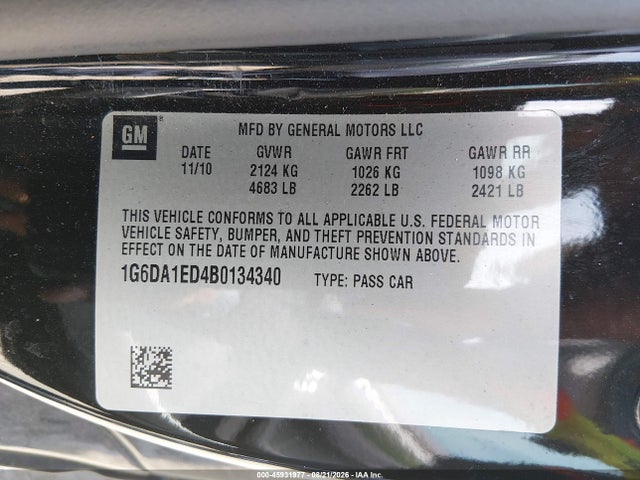 Aukcja sprzedaży 2011 Cadillac Cts, vin: 1G6DA1ED4B0134340, numer aukcji: 45931977