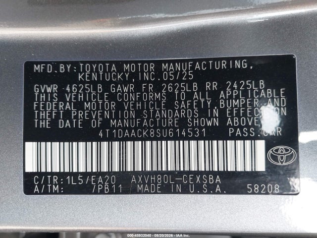 Toyota CAMRY SE 2025 4T1DAACK8SU614531 Image 9