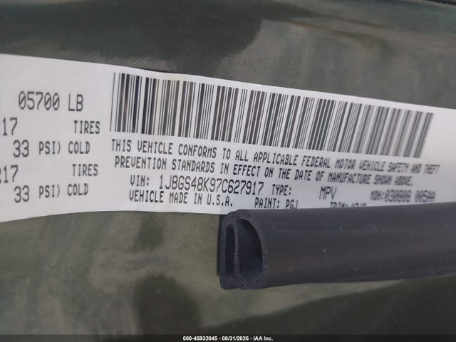 45932045 :رقم المزاد ، 1J8GS48K97C627917 vin ، 2007 Jeep Grand Cherokee Laredo مزاد بيع