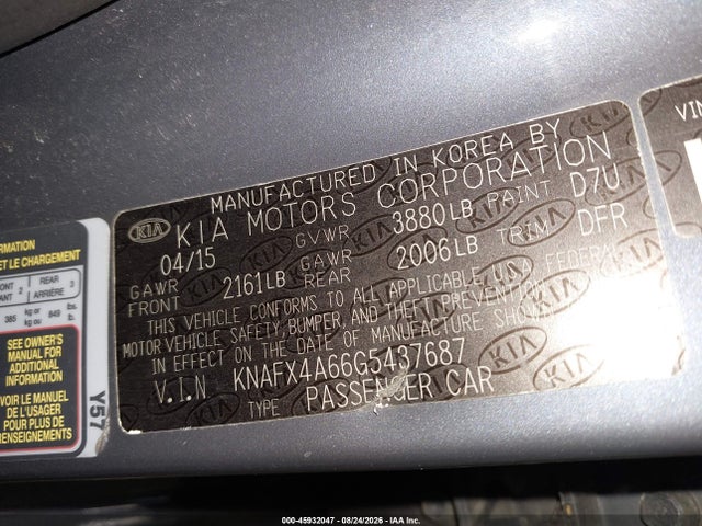 Продаж на аукціоні авто 2016 Kia Forte Lx, vin: KNAFX4A66G5437687, номер лоту: 45932047