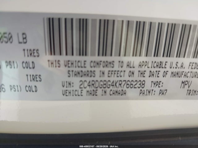 Dodge Grand Caravan Se 2019 2C4RDGBG4KR766238 Image 9
