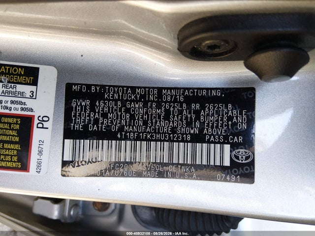 Продаж на аукціоні авто 2017 Toyota Camry Le, vin: 4T1BF1FK3HU312318, номер лоту: 45932108