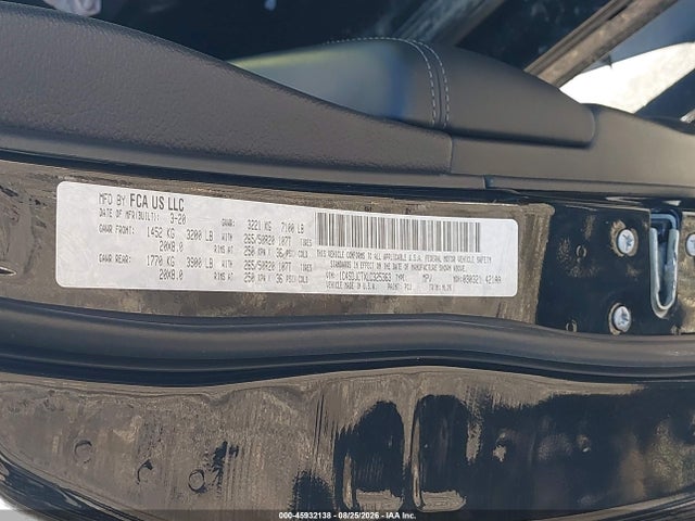 45932138 :رقم المزاد ، 1C4SDJCTXLC325363 vin ، 2020 Dodge Durango R/t Awd مزاد بيع