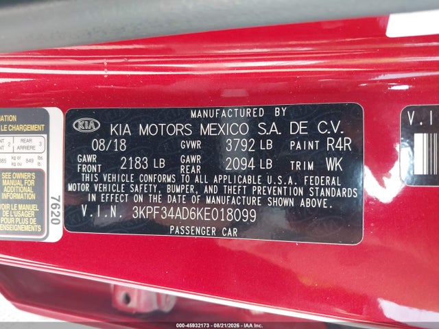 KIA FORTE S 2019 3KPF34AD6KE018099 Image 9