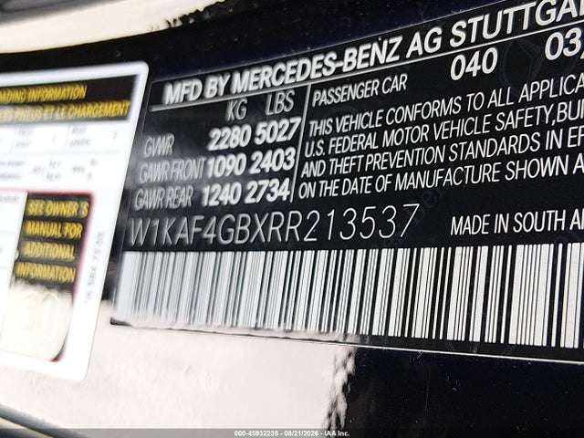 W1KAF4GBXRR213537 Mercedes-Benz C 300