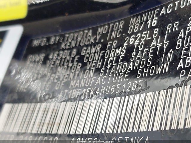 Toyota CAMRY LE 2017 4T1BF1FK4HU651265 Image 9