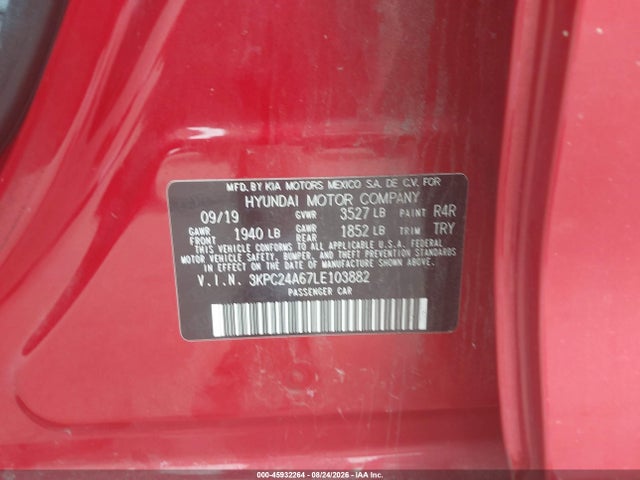 Hyundai ACCENT SE 2020 3KPC24A67LE103882 Image 9