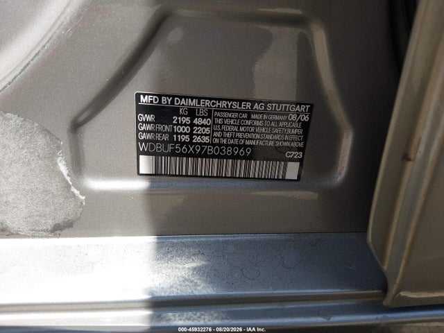 Aukcja sprzedaży 2007 Mercedes-benz E 350, vin: WDBUF56X97B038969, numer aukcji: 45932276