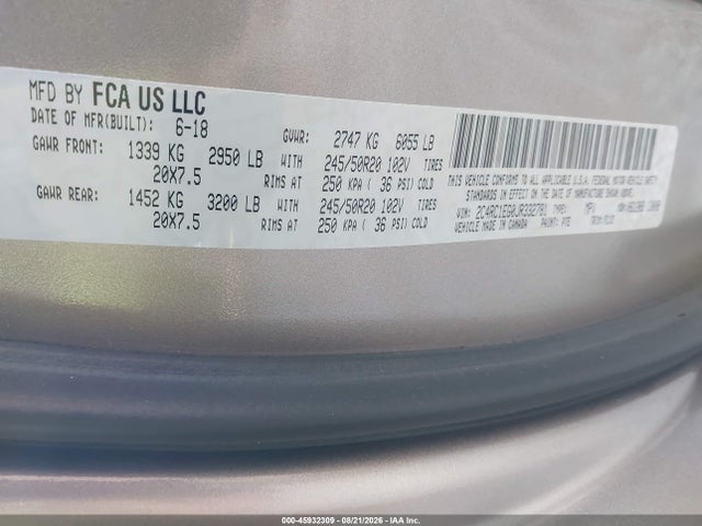 45932309 :رقم المزاد ، 2C4RC1EG0JR332781 vin ، 2018 Chrysler Pacifica Touring L Plus مزاد بيع