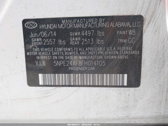 Продажа на аукционе авто 2015 Hyundai Sonata Se, vin: 5NPE24AF8FH014105, номер лота: 45932311