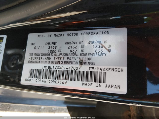 Aukcja sprzedaży 2011 Mazda Mazda3 I Touring, vin: JM1BL1VGXB1447007, numer aukcji: 45932335