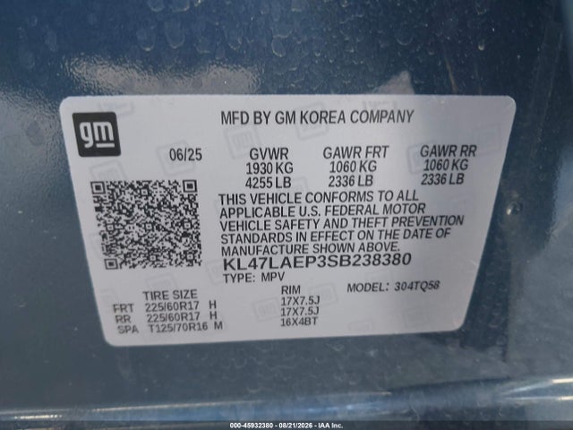 Продаж на аукціоні авто 2025 Buick Envista Preferred Fwd, vin: KL47LAEP3SB238380, номер лоту: 45932380