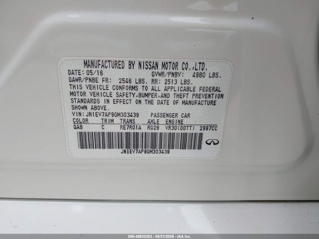 Продажа на аукционе авто 2016 Infiniti Q50 3.0t Premium, vin: JN1EV7AP9GM303439, номер лота: 45932383