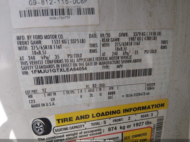Ford Expedition Xl 2020 1FMJU1GTXLEA84054 Image 9