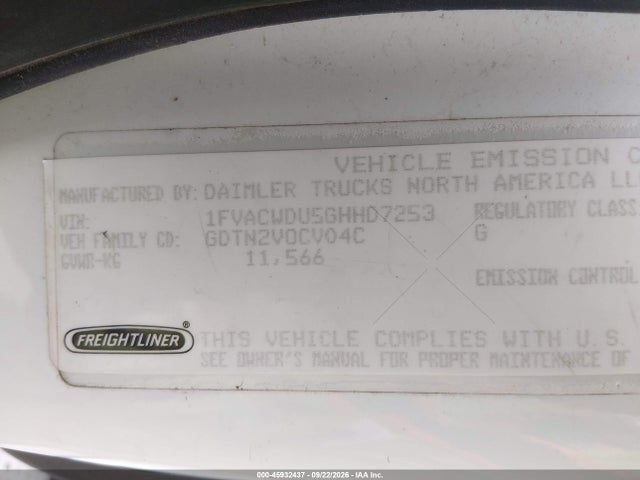 Продажа на аукционе авто 2016 Freightliner M2 106 Medium Duty, vin: 1FVACWDU5GHHD7253, номер лота: 45932437