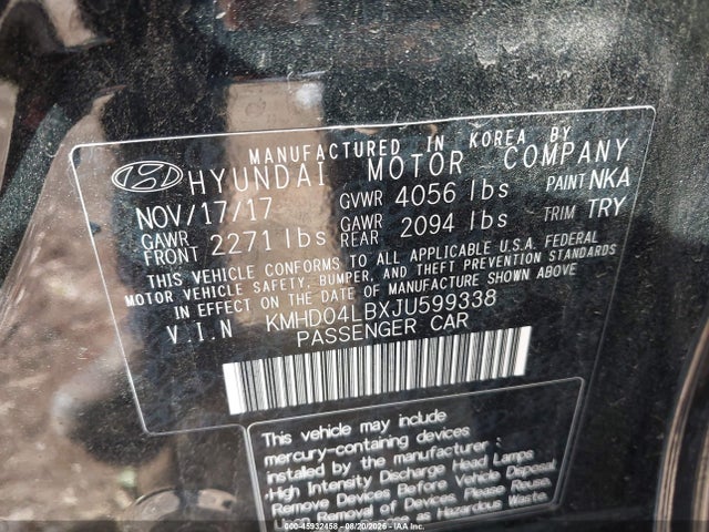 KMHD04LBXJU599338 Hyundai Elantra Sport