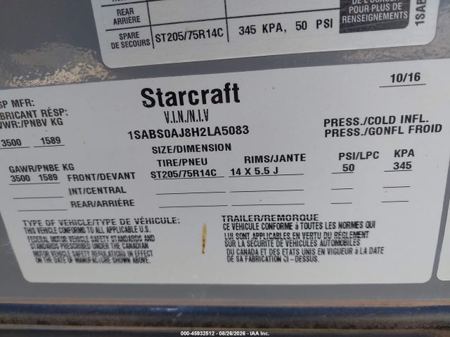 Starcraft Travel Trailer 2017 1SABS0AJ8H2LA5083 Image 9