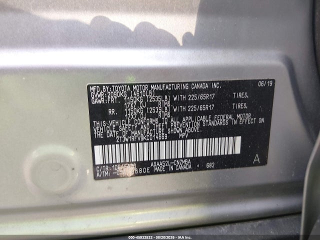 Toyota Rav4 Xle 2019 2T3W1RFV9KC014669 Image 9