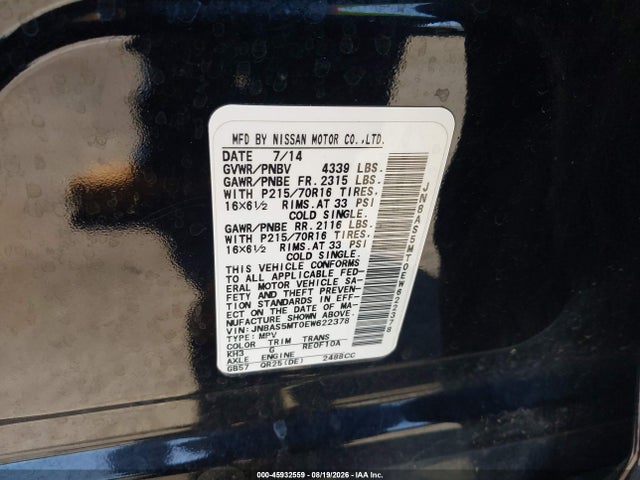 Nissan Rogue Select S 2014 JN8AS5MT0EW622378 Image 9