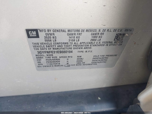 Cadillac Srx Performance Collection 2014 3GYFNFE31ES680194 Image 9