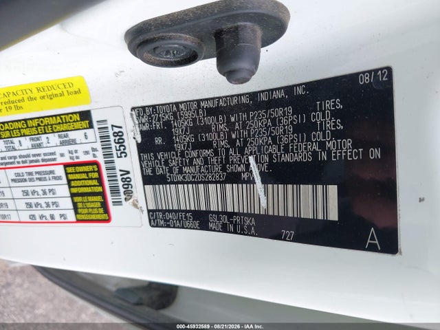 Aukcja sprzedaży 2013 Toyota Sienna Se 8 Passenger, vin: 5TDXK3DC2DS282837, numer aukcji: 45932589