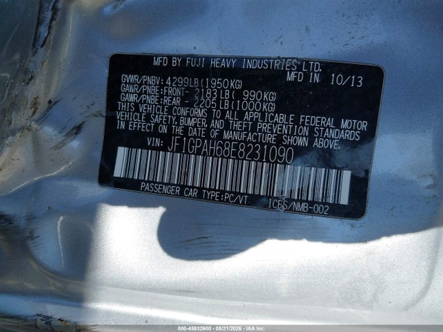 JF1GPAH68E8231090 Subaru Impreza 2.0i Limited