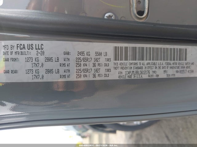 Jeep Cherokee Latitude Plus 4x4 2020 1C4PJMLB9LD612176 Image 9