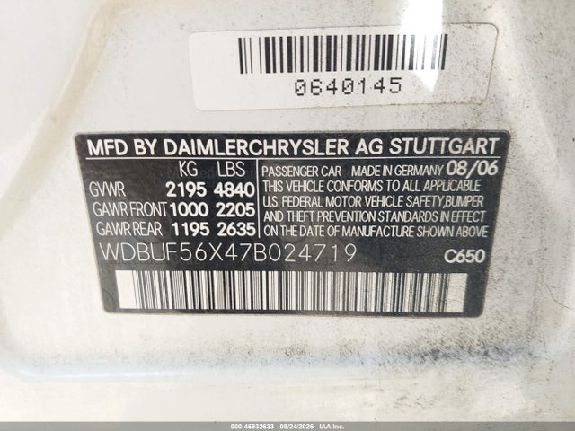 Продаж на аукціоні авто 2007 Mercedes-benz E 350, vin: WDBUF56X47B024719, номер лоту: 45932633