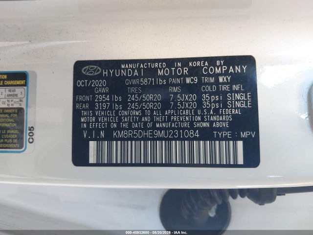 Hyundai Palisade Limited 2021 KM8R5DHE9MU231084 Image 9