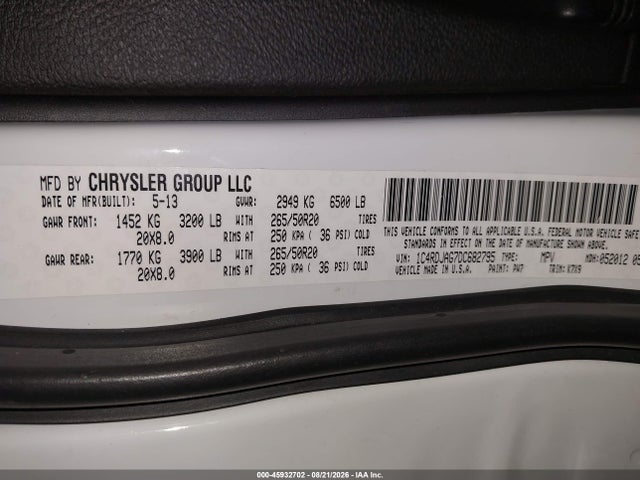 Продаж на аукціоні авто 2013 Dodge Durango Sxt, vin: 1C4RDJAG7DC682795, номер лоту: 45932702