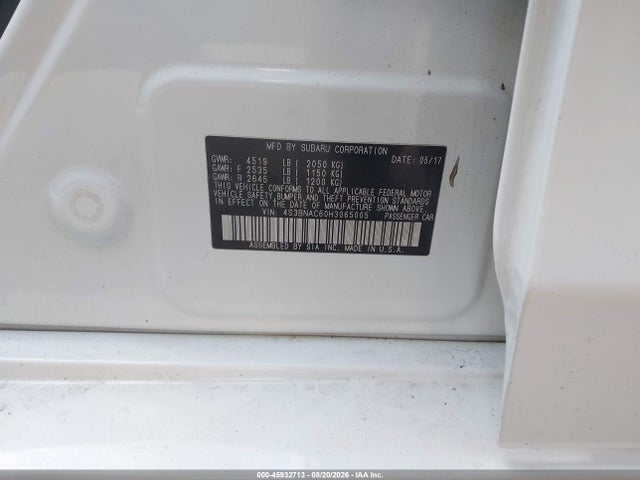 Aukcja sprzedaży 2017 Subaru Legacy 2.5i Premium, vin: 4S3BNAC60H3065005, numer aukcji: 45932713