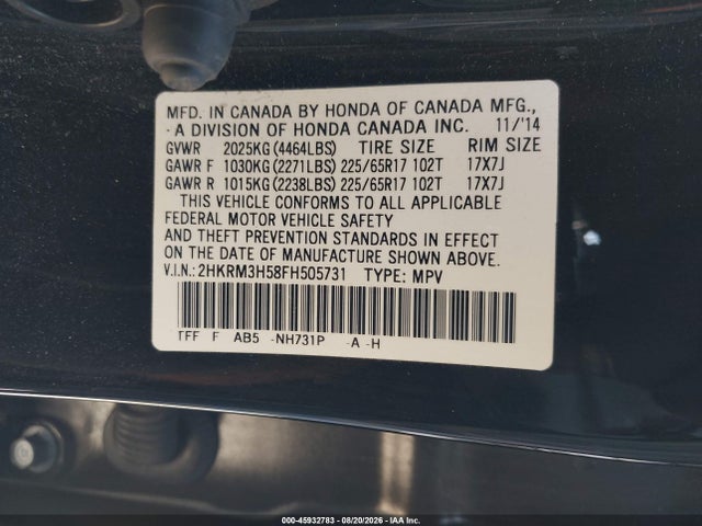 Honda CR-V EX 2015 2HKRM3H58FH505731 Image 9