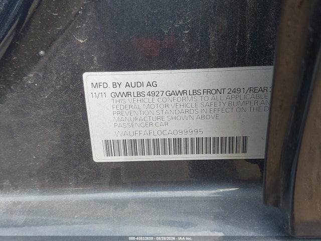 45932830 :رقم المزاد ، WAUFFAFL0CA099995 vin ، 2012 Audi A4 2.0t Premium Plus مزاد بيع