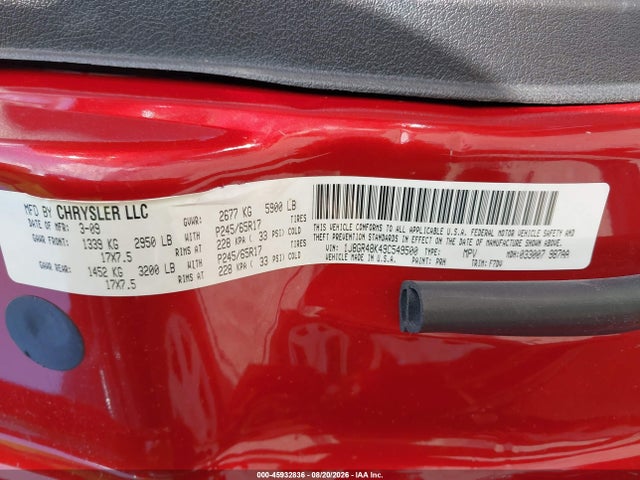 45932836 :رقم المزاد ، 1J8GR48K49C549500 vin ، 2009 Jeep Grand Cherokee Laredo مزاد بيع