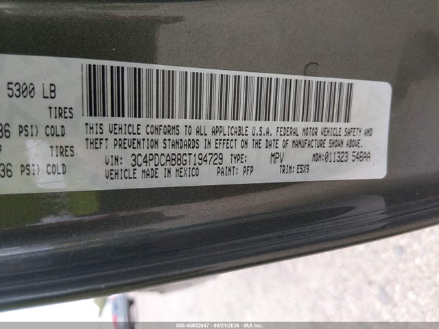 Aukcja sprzedaży 2016 Dodge Journey Se, vin: 3C4PDCAB8GT194729, numer aukcji: 45932847