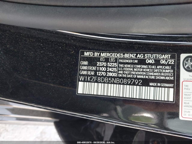 45932878 :رقم المزاد ، W1KZF8DB5NB089792 vin ، 2022 Mercedes-benz E 350 مزاد بيع