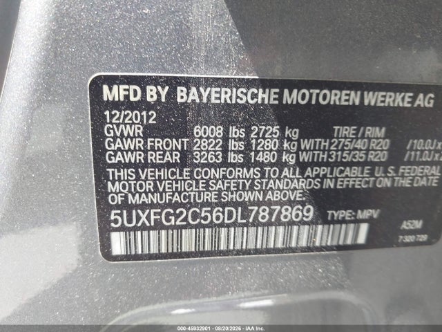 Продажа на аукционе авто 2013 Bmw X6 Xdrive35i, vin: 5UXFG2C56DL787869, номер лота: 45932901