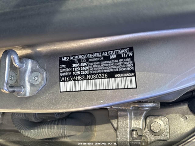 45932902 :رقم المزاد ، W1K5J4HB3LN080326 vin ، 2020 Mercedes-benz Cla 250 4matic مزاد بيع