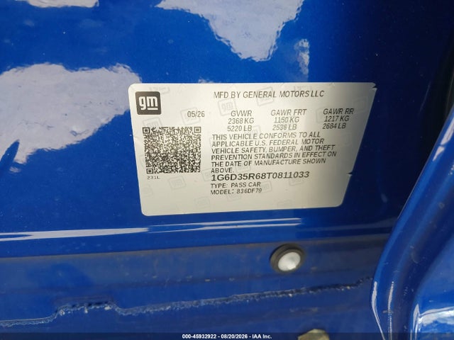 2026 Cadillac Ct5-v V-series Blackwing Rwd მანქანა იყიდება აუქციონზე, vin: 1G6D35R68T0811033, აუქციონის ნომერი: 45932922