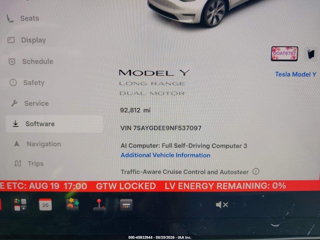7SAYGDEE9NF537097 Tesla Model Y Long Range Dual Motor All-wheel Drive