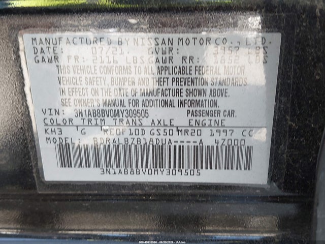 Aukcja sprzedaży 2021 Nissan Sentra S Xtronic Cvt, vin: 3N1AB8BV0MY309505, numer aukcji: 45932980