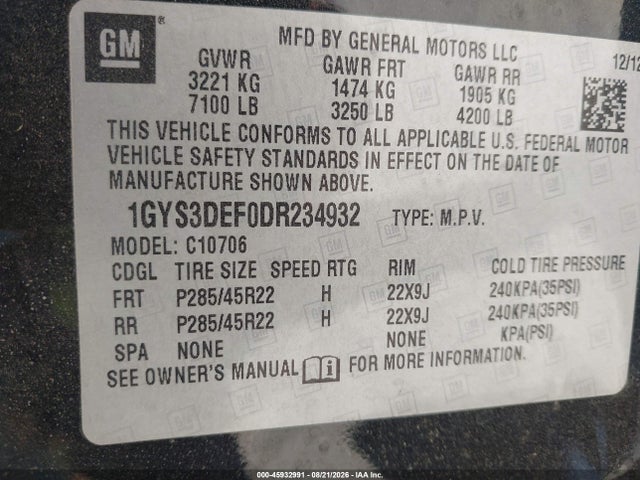 Продажа на аукционе авто 2013 Cadillac Escalade Platinum Edition, vin: 1GYS3DEF0DR234932, номер лота: 45932991
