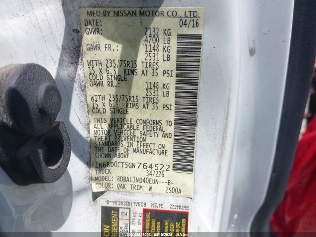 Nissan FRONTIER S 2016 1N6BD0CT5GN764522 Image 9