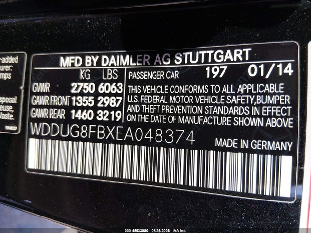 45933080 :رقم المزاد ، WDDUG8FBXEA048374 vin ، 2014 Mercedes-benz S 550 4matic مزاد بيع